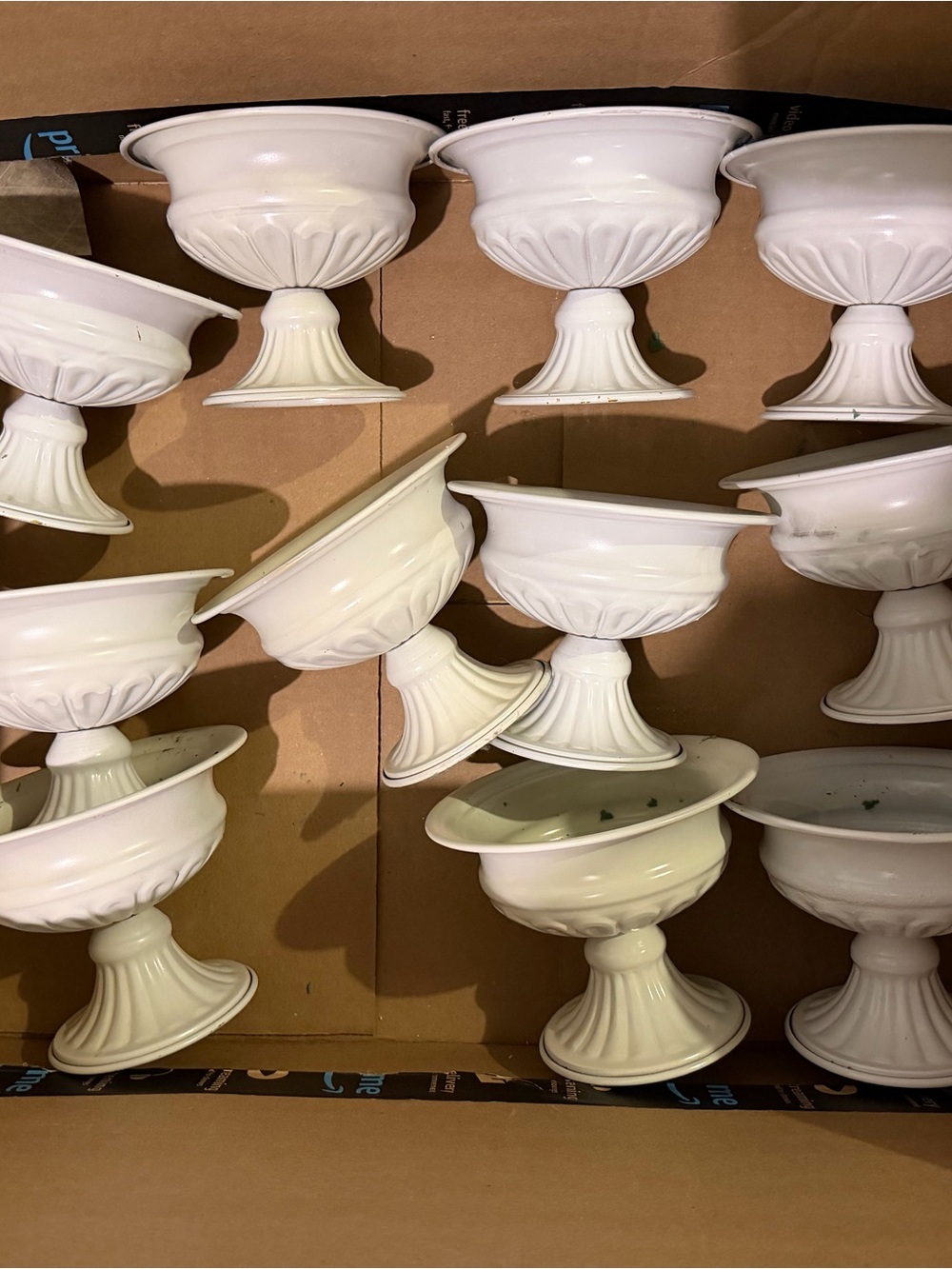 White Ceramic Pedestal Compote - Decorative Bowl (Set of 11 and 2 large pots)